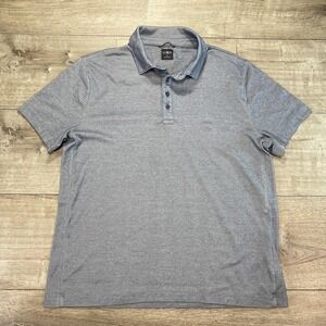 J Crew Polo Shirt Mens Large Blue Heather 3-Button Casual Short Sleeve Oarsman